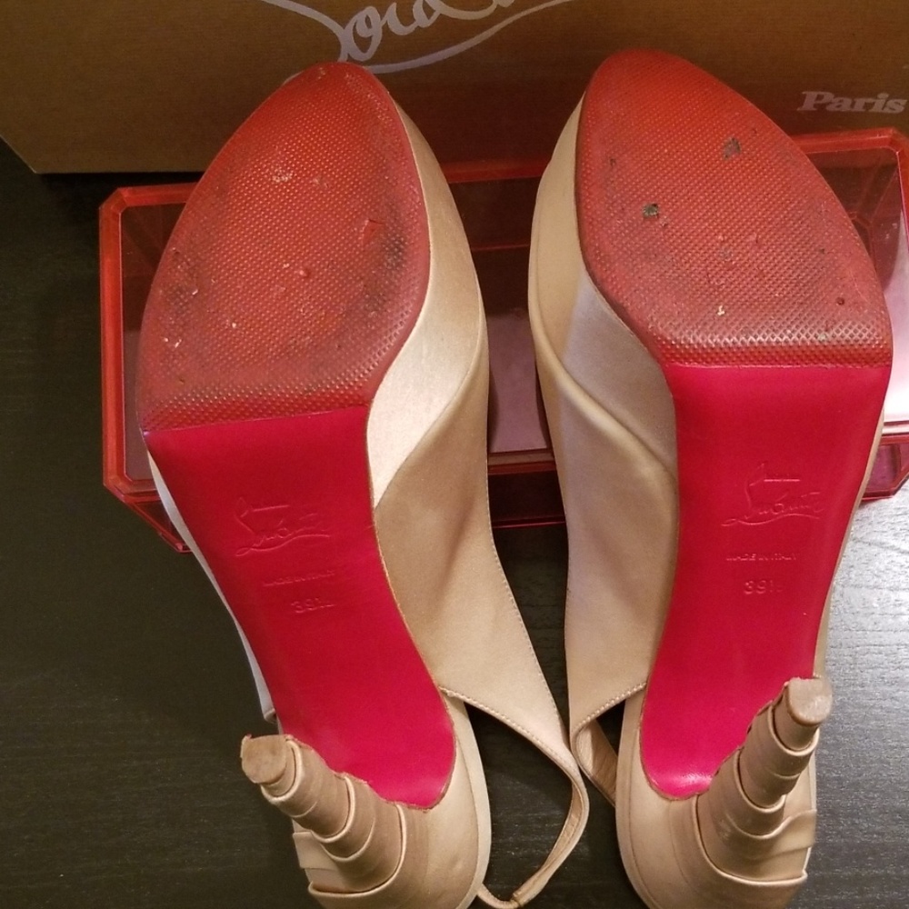 Christian Louboutin Platform Satin Nude Heels 39.5 - Picture 3 of 8